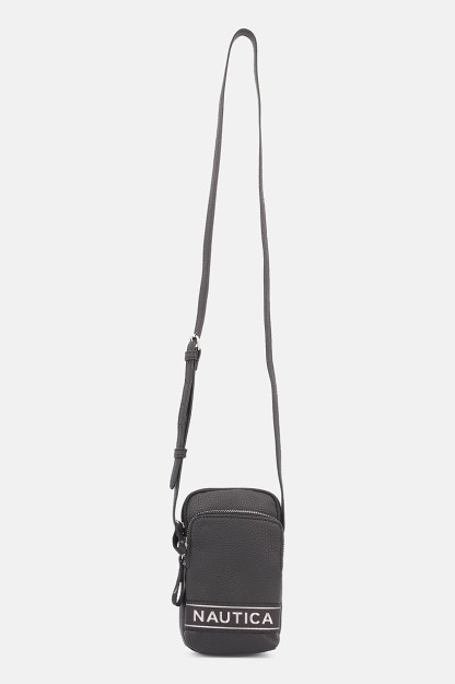 Brend logotipi tushirilgan ayollar uchun mini elkama-telefon sumkasi, 19v X 12l x 5W sm, qora