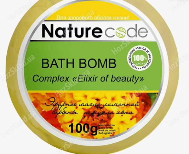 "Tabiat kodi "ko'pikli hammom "Compiex bombasi" Elixir of beauty " (sariq) 100 g