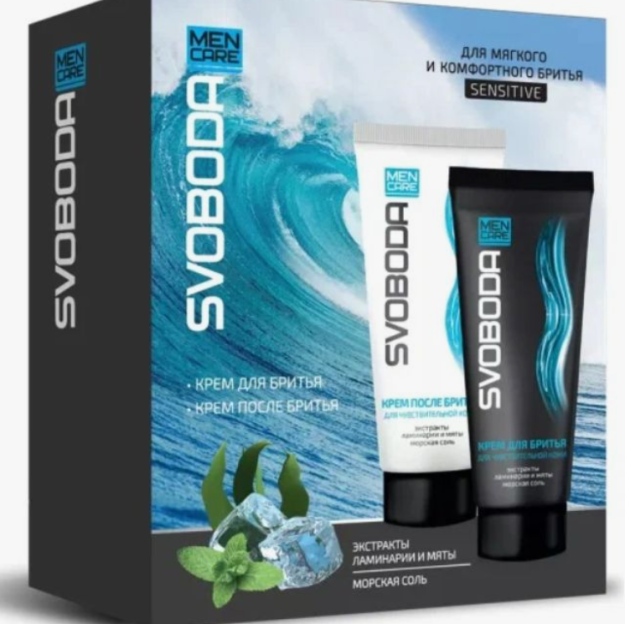 Yumshoq va qulay soqol olish uchun Svoboda men CARE sovg'a to'plami (kr.D. soqol olish 75 gr.+q.P. soqol 75 ml.)