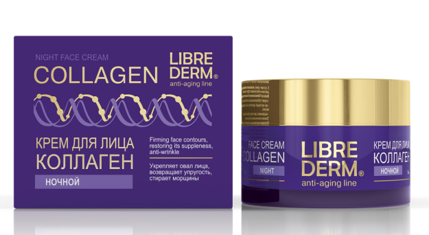 LIBREDERM kollagen kremi ajinlarni kamaytirish va elastiklikni tiklash uchun tungi 50 ml