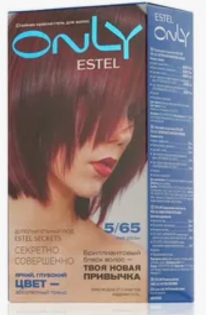 ESTEL ONLY Permanent Gel Haircolor 5/65 Light brown purple-red, 125 ml. / Estel faqat 5/65 doimiy soch jeli bo'yog'i sariq jigarrang jigarrang binafsha-qizil