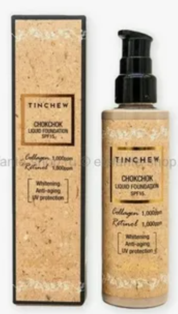 Tinchew Chokchok Liquid Collagen-Retinol Foundation Whitening, Anti-aging, UV Protection SPF 15 #21 Natural Beige