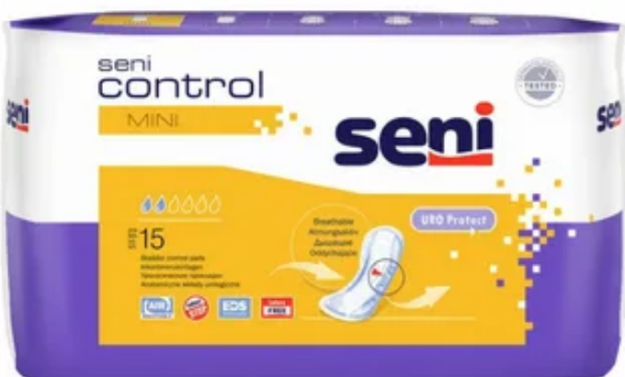 Urologik prokladkalar SENI CONTROL, mini o'lchami 15 dona.qarang: