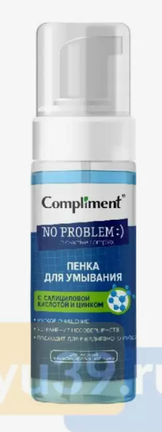 Compliment no problem salitsil kislotasi va sink bilan yuvish uchun ko'pik, 160ml