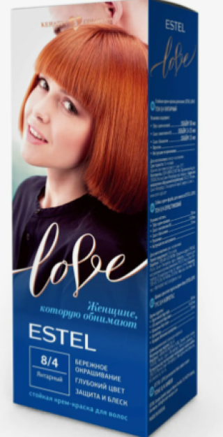 ESTEL LOVE permanent hair color cream, 8/4 Amber, 115 ml / Стойкая крем-краска для волос ESTEL LOVE тон 8/4 Янтарный (115мл)