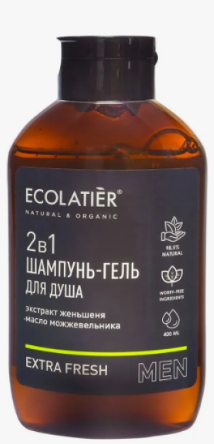 ECL erkaklar uchun shampun va dush jeli 2 in 1 Sport, 400 ml