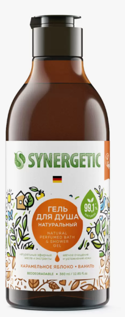 400003 Биоразлагаемый натуральный гель для душа SYNERGETIC Сандал и ягоды можжевельника, 0,38л