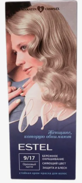 ESTEL LOVE permanent hair color cream, 9/17 Hazelnut Latte (115 ml) / Стойкая крем-краска для волос ESTEL LOVE тон 9/17 Ореховый латте (115 мл)