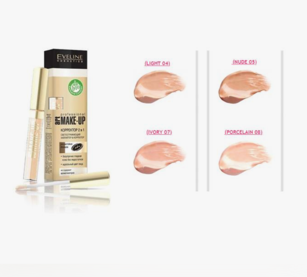 КОРРЕКТОР ДЛЯ ЛИЦА EVELINE ART PROFESSIONAL MAKE UP 2В1 02 PORCELAIN 7МЛ
