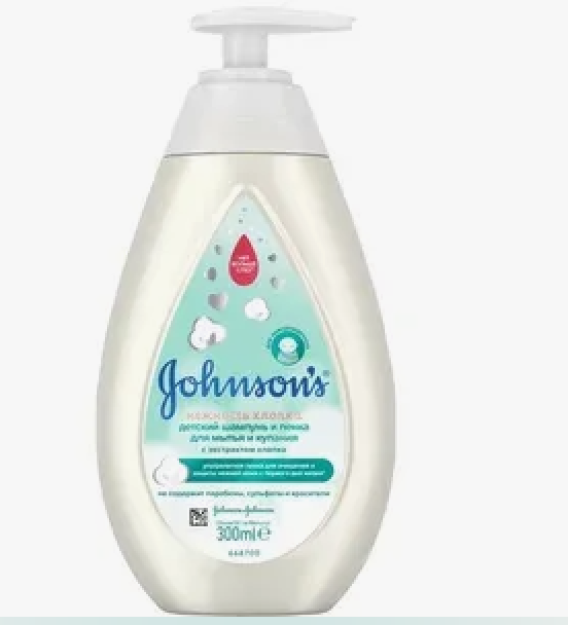 JOHNSON'S® bolalar uchun shampun va yuvish va cho'milish uchun ko'pik "paxtaning nozikligi" 300 ml