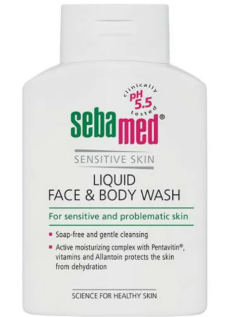 Sebamed SENSITIVE SKIN liquid face and body wash 300 ml (nozik teri uchun yuz va tanani tozalash vositasi)