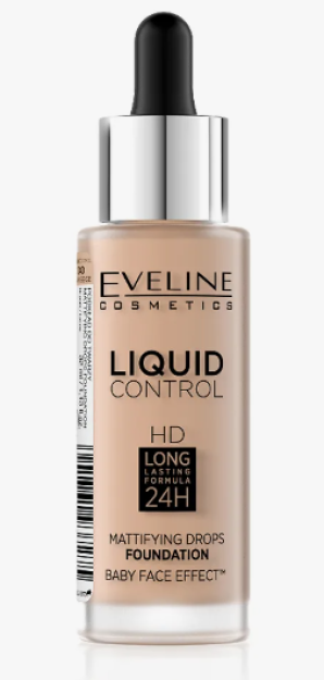 ОСНОВА ТОНАЛЬНАЯ ЖИДКАЯ ДЛЯ ЛИЦА EVELINE LIQUID CONTROL 020 ROSE BEIGE 32МЛ