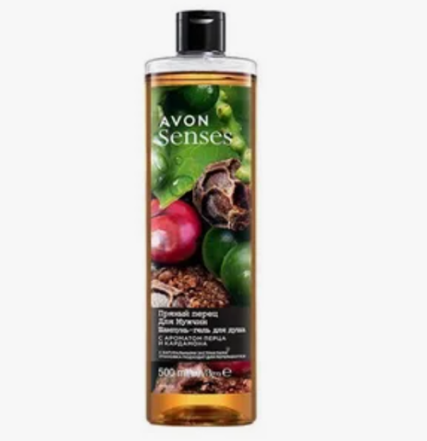 Avon Senses erkaklar uchun shampun-dush jeli "achchiq qalampir" 500 ml