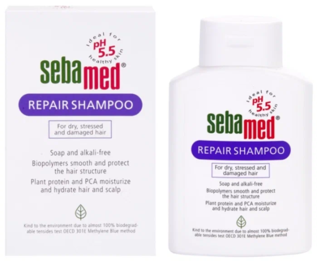 Sebamed HAIR CARE repair shampun (200 ml) shikastlangan sochlar uchun tiklovchi shampun (200 ml)