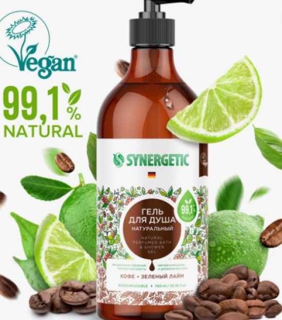400016 Synergetic tabiiy biologik parchalanadigan dush jeli qahva va ohak yashil, 0,38 l, va