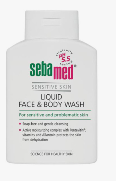 Sebamed SENSITIVE SKIN liquid face and body wash 200 ml (nozik teri uchun yuz va tanani tozalash vositasi)