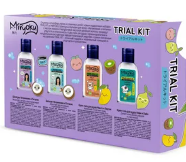 MIRYOKU sovg'a to'plami sinov to'plami shampun 50ml + balzam 50ml + 2 kremli dush jeli 50ml karton kk/12