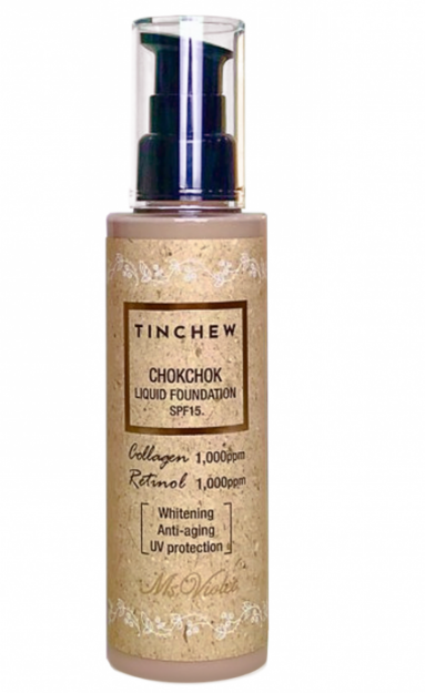 Tinchew Chokchok Liquid Collagen-Retinol Foundation Whitening, Anti-aging, UV Protection SPF 15 #13 Light Beige 110g