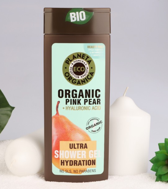 Planeta Organica / EKO / organik pushti marvarid / namlovchi dush jeli, 340ml