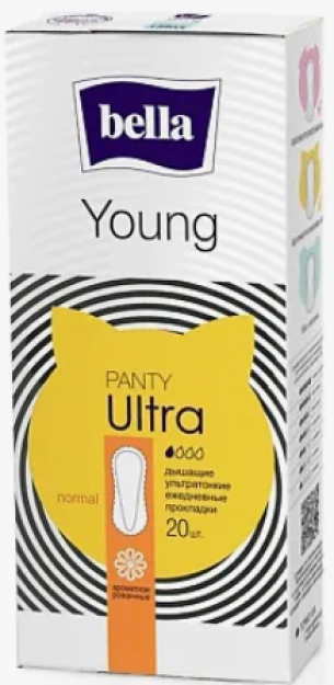 Ультратонкие ж/г ежедневные прокладки "Bella Panty Energy" Ultra Young, 20 шт в к/уп.