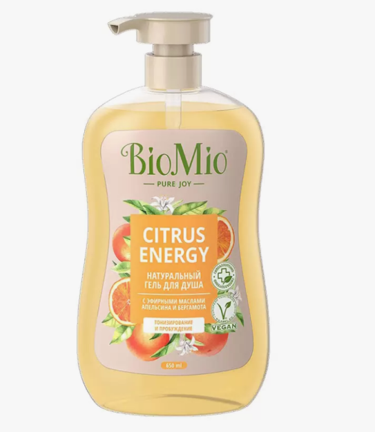 BioMio. BIO SHOWER GEL Натуральный гель для душа с эфирными маслами апельсина и бергамота 250 мл