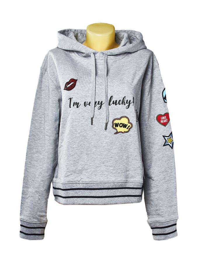 Sweatshirt F kulrang paxta 15408002-1/48724/2019z 15408002-1/48724 / 2019z kulrang XS bingo