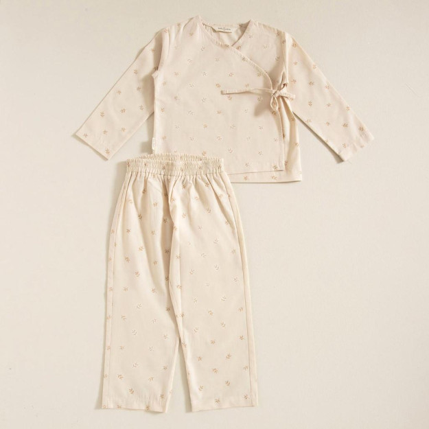 Ekru kimono pijama to'plami