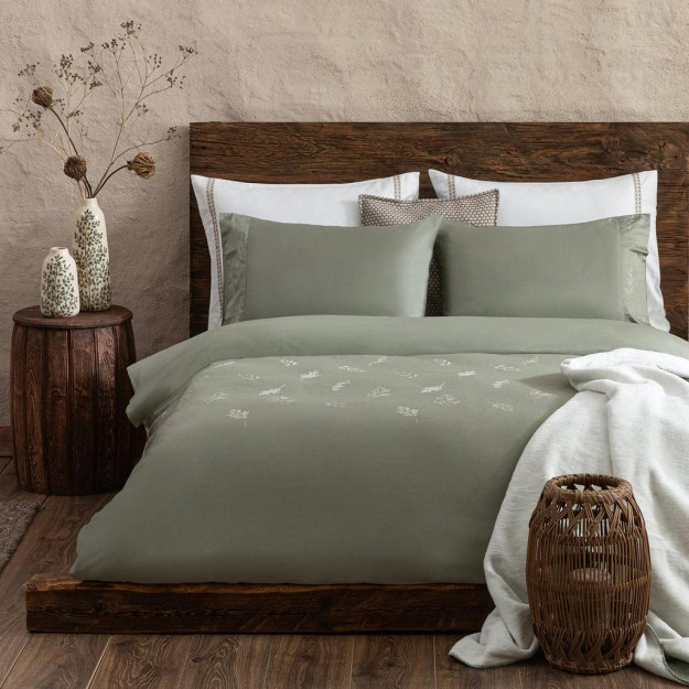 Комплект постельного белья Grama Extra King Size 260x220 см Зеленый