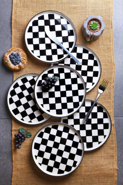 Kitchen Life 6 dona maxsus qo'lda ishlangan dizayn 19 sm katakli tort plitalari to'plami tyc00532779711 shirinlik plitalari to'plami 1339788260