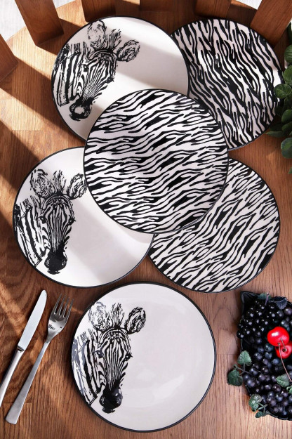 Oshxona Hayoti Qo'lda Bo'yalgan 6 Ta Zebra Tort Plitalari To'plami 21 Sm Mch02320 168128901