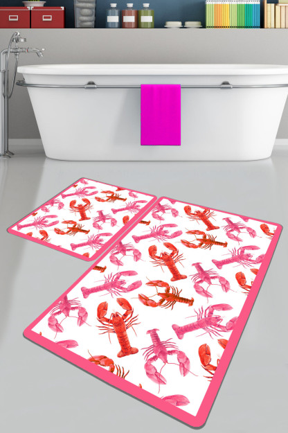 Homard Hammom Gilamchasi Djt 2 Qismli To'plam Toymasin Astarli Hammom Gilamchasi Kiyinish Xonasi To'plami 58683264213809