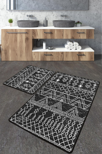 Straordinario Black Bath Rug Djt 2 Pcs Set Коврик Для Ванной Коврик Для Ванной Можно Стирать