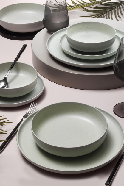 Kutahya Porcelain Moderna 16 Dona 4 Kishilik Idishlar To'plami Yashil 1MOD16YS720162
