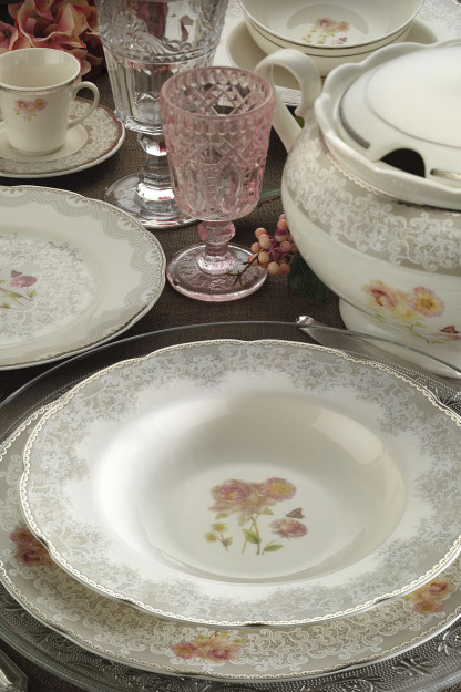 Kutahya Porcelain Bone Olympos 68 Dona 12 Kishilik Naqshli Dasturxon 10046 1BNOLY68YT43010046