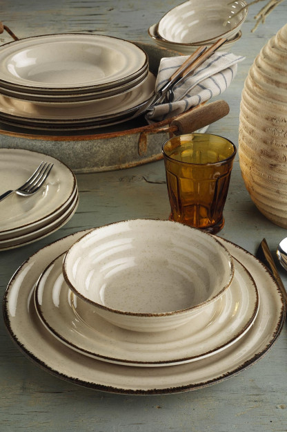 Kutahya Porcelain Pearl Tuana 24 Dona 6 Kishilik Darchinli Idishlar To'plami 1TN24Y2730P02