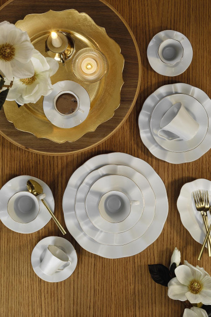 Kutahya Porcelain Nil Набор Столовой Посуды Из 83 Предметов На 12 Персон Золотая Сетка