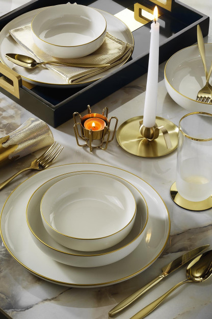 Kutahya Porcelain Moderna Набор Посуды Из 18 Предметов На 6 Персон С Золотой Сеткой