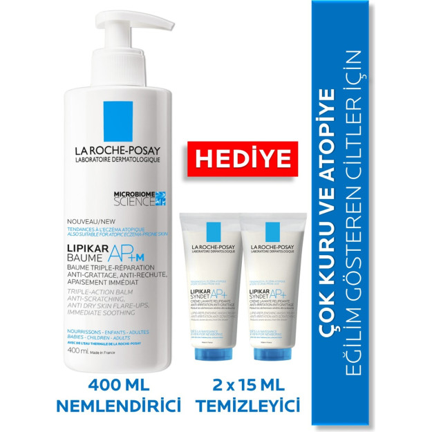 La Roche Posay Lipikar Baume Ap M+ увлажняющий крем 400 мл & Lipikar Syndet Ap очищающий гель 2 Adet 15 мл