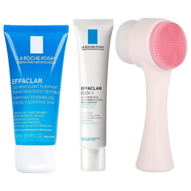 La Roche Posay Effaclar yog ' va husnbuzarlarga qarshi yuz terisini parvarish qilish to'plami va Powdrashine hbv000012albw yuzni tozalash cho'tkasi 1HBV000012ALBW
