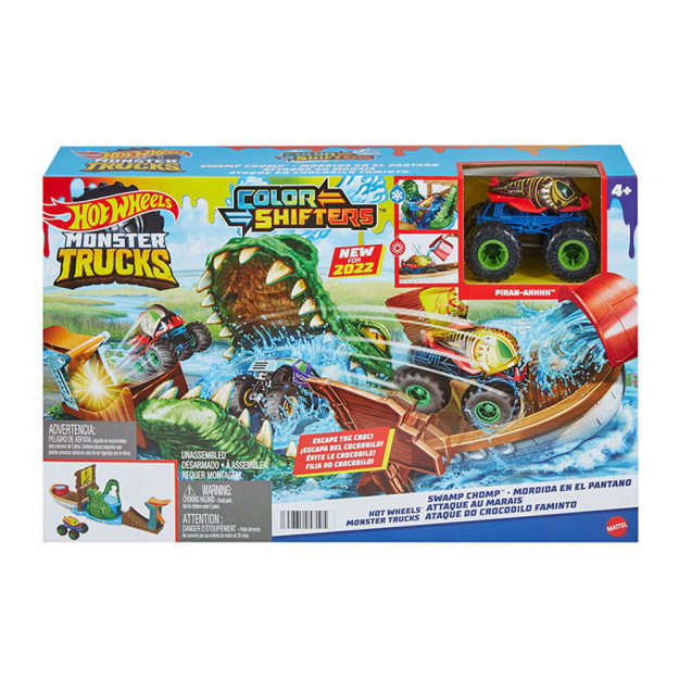 Hot Wheels Monster Trucks Crocodile Escape Playset hgv14 rangini o'zgartiruvchi transport vositalari 10354191-00087