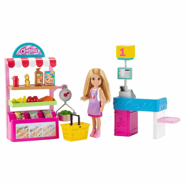 Barbie Chelsi kasbni o'rganmoqda Chelsi bozori xodimi va GTN67 o'yin to'plami 10354184-00118