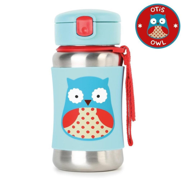 Поилка Skip Hop из нержавеющей стали с соломинкой 350 мл Owl