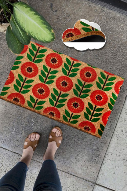 Coco Red Asteraceae Tabiiy Coco Hindiston Yong'og'i Gilamchasi Tukli Old Eshik Gilamchasi 58683264008337