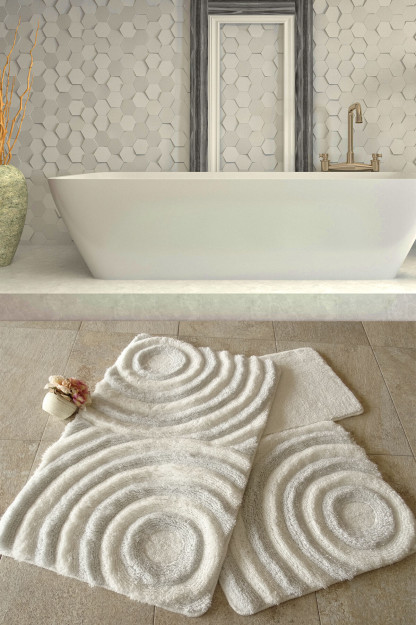 Chilai Home WAVE WHITE 3pcs to'plami hammom uchun gilam yuviladigan toymasin taglik 58694545027299