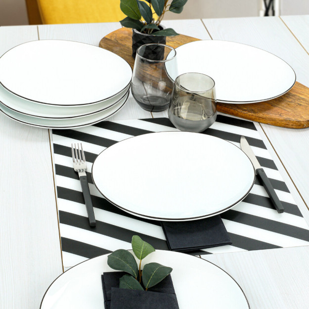 Qora chiziqli oval xizmat ko'rsatish plitasi 6 dona 27 sm 3ST051106F004A841100MAON300