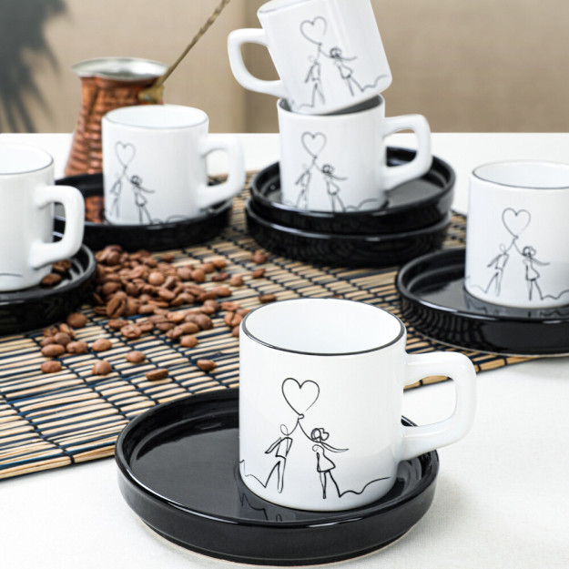 6 kishiga mo'ljallangan 12 qismli kofe stakanlarining ajoyib to'plami 3TK631012FM80A397000MACD100