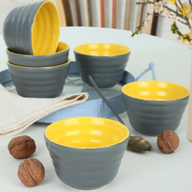 Messe Mat Gri  Sarı Neva Çerezlik 10 Cm 6 Adet