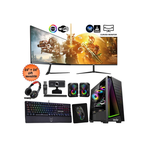Izoly Streamer I5 10400f 16GB 512GB m2 Nvme Rt2060 6gb 24 "+ 24 " o'yin ish stoli 1Pc148836