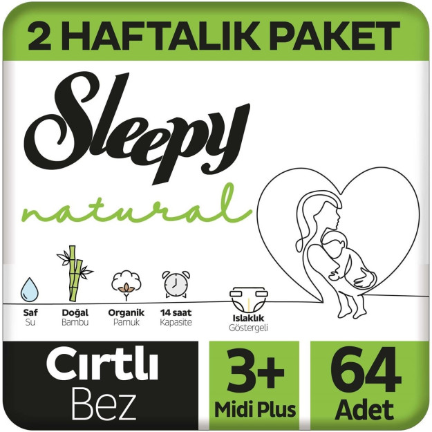 Детские Подгузники Sleepy Natural 2Шт Jumbo Size 3+ 510 Кг 64 Шт
