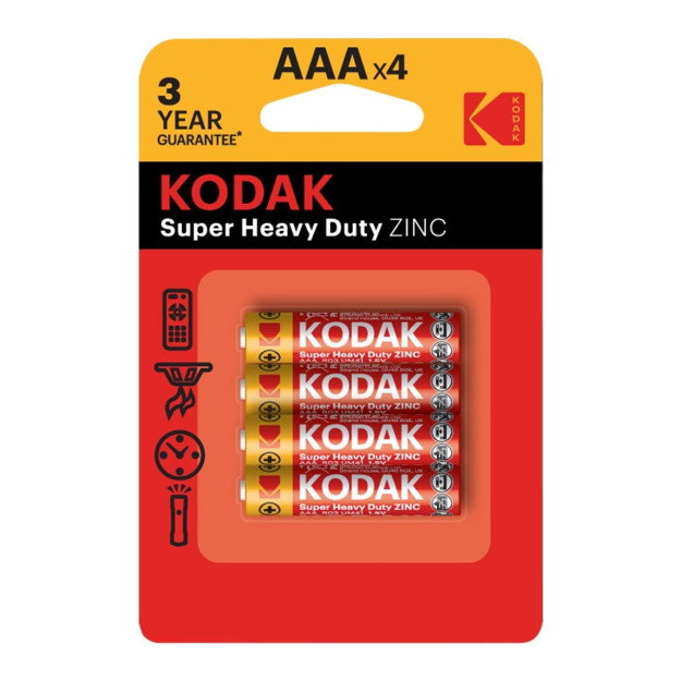 Kodak Zinc Carbon Blister Yupqa Batareyalari, 4 Ta Aaa To'plami 10354036-00006
